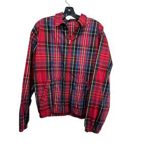 vintage Polo By Ralph Lauren Jacket Cotton Plaid Print Full-zip Red Size Medium